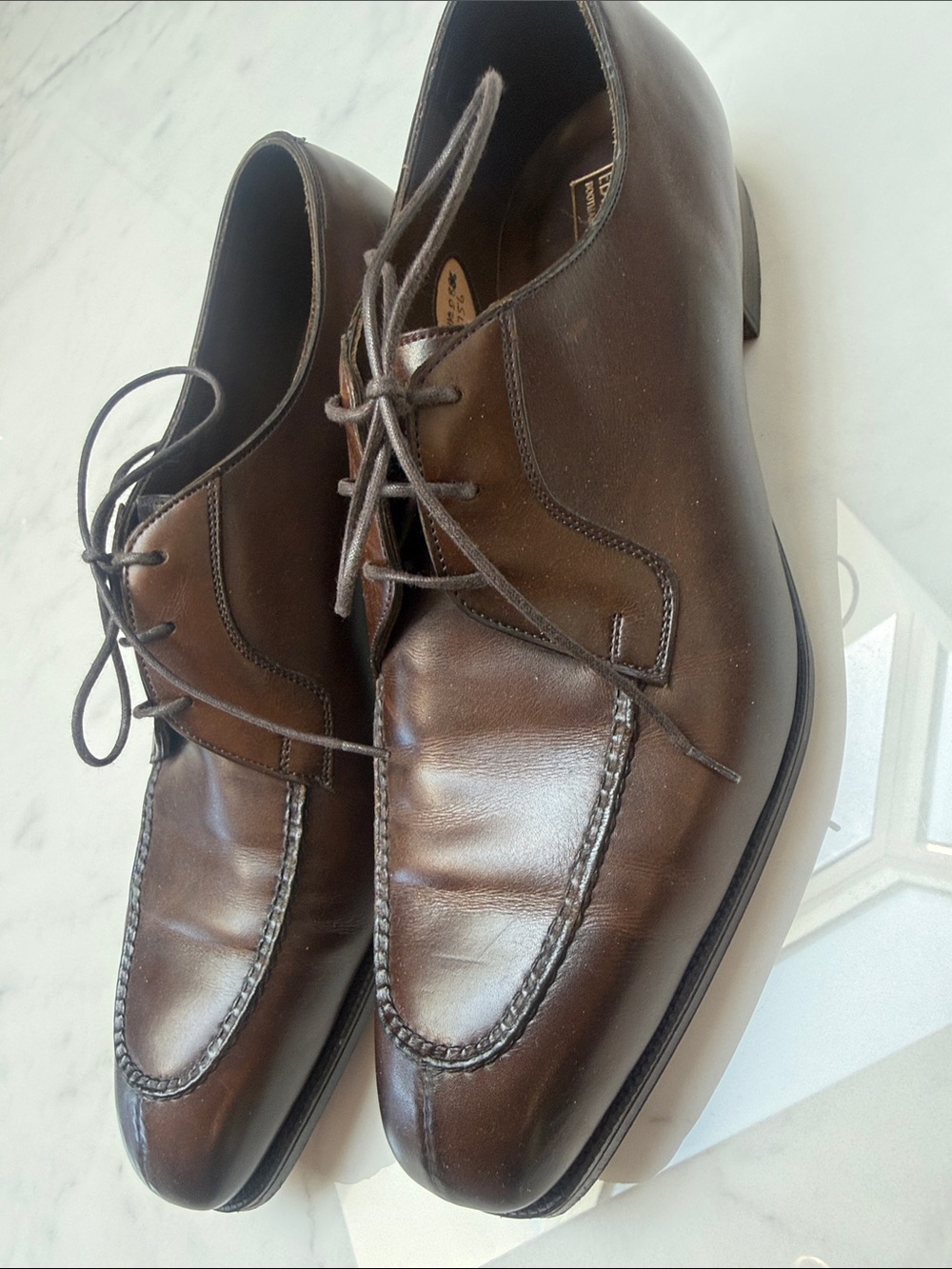 Edward Green Men's Brown Leather Lace-Up Derby Shoes